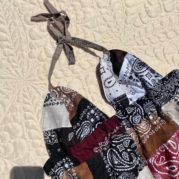 Handmade Quilted Halter Crop Top – Cowboy Tie-Dye Mix SKU 05061 - Picture 9 of 10